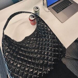 Mz Wallace Black Lacquer Large Metro Shoulder